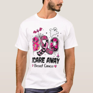Boo Scare Away Breast Cancer Warrior Pink Ribbon H T-shirt