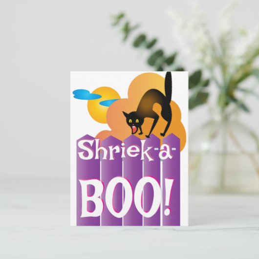 BOO! Scary Halloween Cat Briefkaart (Staand voorkant)