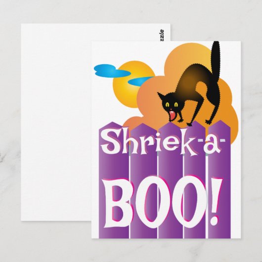 BOO! Scary Halloween Cat Briefkaart (Voorkant / Achterkant)