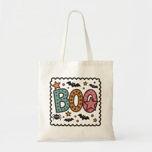 Boo Schaalrand Frame Halloween Vleermuizen Sterren Tote Bag