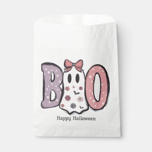 Boo Schattig Ghost Pastel Kleuren Happy Halloween Bedankzakje (Voorkant)
