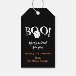 BOO Schattig spookje Zwart & wit Halloween  Cadeaulabel