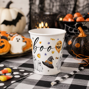 Boo Schattig Waterverf Halloween Geest Pompoen Fee Papieren Bekers