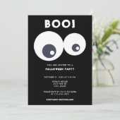 Boo schattige Eyeball Halloween Party Black & Whit Kaart (Staand voorkant)