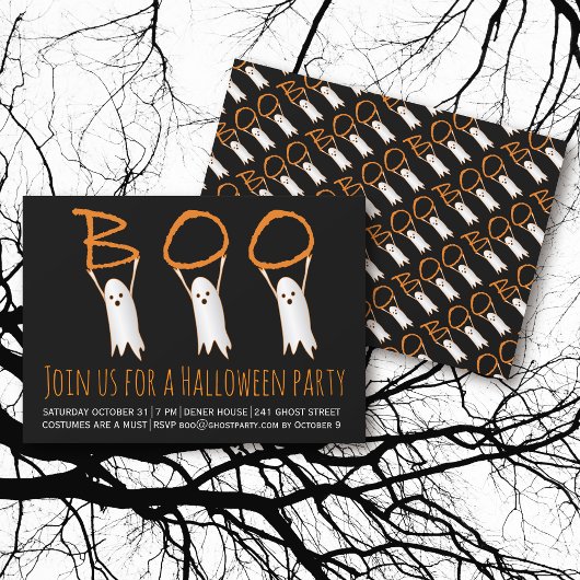 Boo schattige geesten modern Halloween feest Kaart