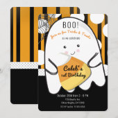 Boo Schattige Ghost Halloween Kids Verjaardagsfees Kaart (Voorkant / Achterkant)