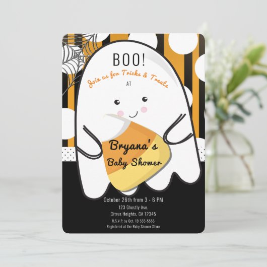 Boo Schattige Ghost Halloween Kinder Baby shower Kaart (Staand voorkant)