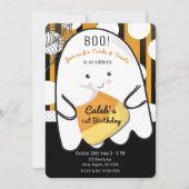 Boo Schattige Ghost Halloween ONE 1st Birthday Par Kaart (Voorkant)