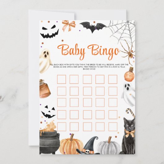 Boo Schattige Ghost Halloween Party Baby Bingo Spe Kaart (Voorkant)