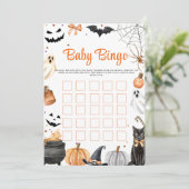 Boo Schattige Ghost Halloween Party Baby Bingo Spe Kaart (Staand voorkant)