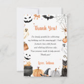 Boo Schattige Ghost Halloween Party Pompoen Bedankkaart (Voorkant)