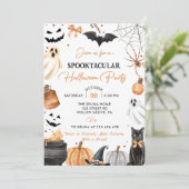 Boo Schattige Ghost Halloween Party Pompoen Kaart (Staand voorkant)