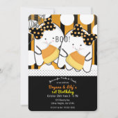 Boo Schattige Ghost Twin Girls Halloween Verjaarda Kaart (Voorkant)