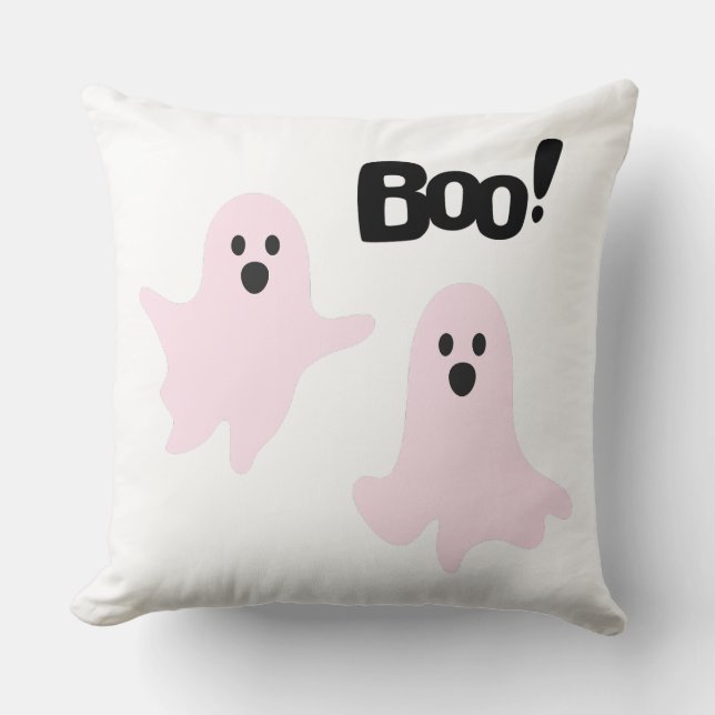 Boo Schattige Halloween Pink Ghosts Spooky Kussen (Voorkant)