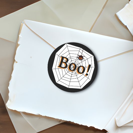 Boo Schattige Halloween Spider Web en Spider Ronde Sticker