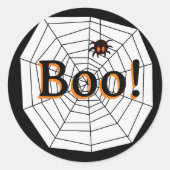 Boo Schattige Halloween Spider Web en Spider Ronde Sticker (Voorkant)