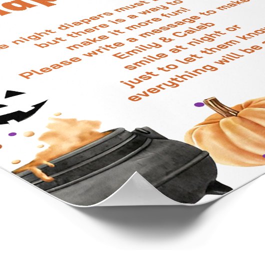 Boo Schattige "Late Night Diapers" Baby shower spe Poster (Hoek)