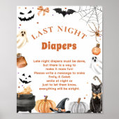 Boo Schattige "Late Night Diapers" Baby shower spe Poster (Voorkant)