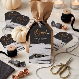Boo Schattige Mummie Kat Halloween Favor Cadeaulabel