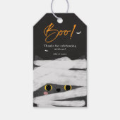 Boo Schattige Mummie Kat Halloween Favor Cadeaulabel (Voorkant)
