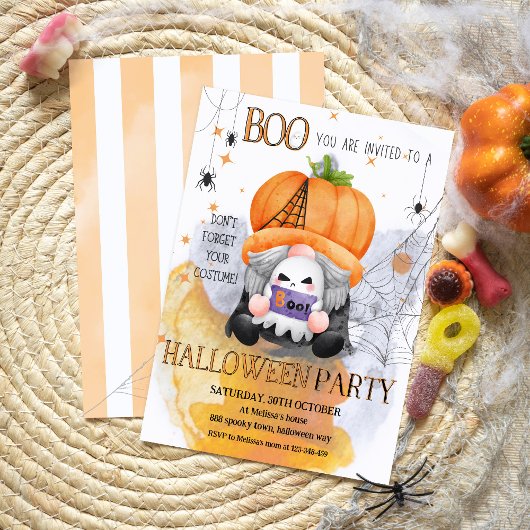 BOO schattige oranje kabouter spooky kinder Hallow Kaart