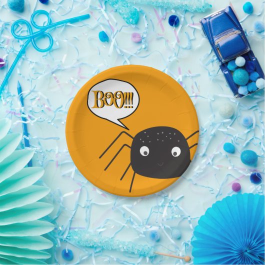 Boo, schattige spinpompoen sinaasappel papieren bordje (Feest)