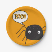 Boo, schattige spinpompoen sinaasappel papieren bordje (Voorkant)