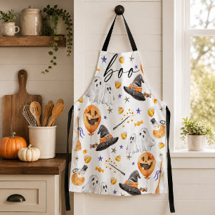 Boo Schattige Waterverf Halloween Geest Pompoen Pa Schort