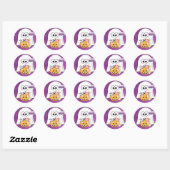 Boo Schattige Zwart en Paarse Ghost Halloween Stic Ronde Sticker (Vel)