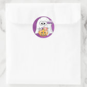 Boo Schattige Zwart en Paarse Ghost Halloween Stic Ronde Sticker (Tas)