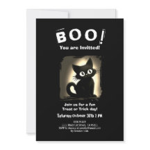 Boo Schattigee Black Cat Halloween-feestuitnodigin