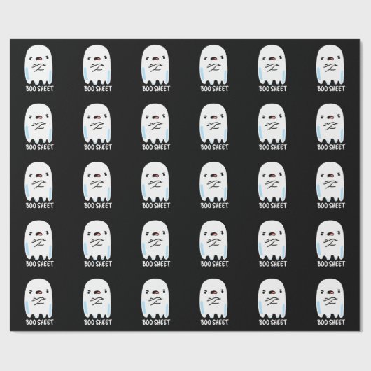 Boo Sheet Funny Halloween Ghost Pun Dark BG Cadeaupapier (Vlak)