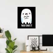 Boo Sheet Funny Halloween Ghost Pun Dark BG Poster (Thuiskantoor)