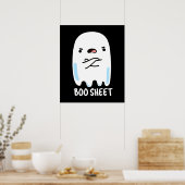 Boo Sheet Funny Halloween Ghost Pun Dark BG Poster (Keuken)
