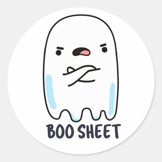 Boo Sheet Funny Halloween Ghost Pun Ronde Sticker (Voorkant)
