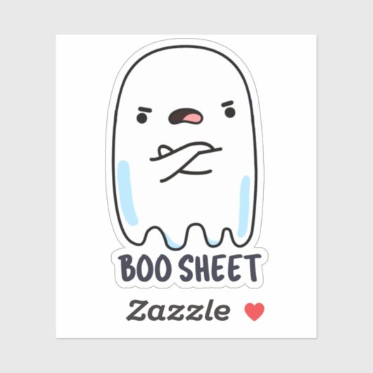 Boo Sheet Funny Halloween Ghost Pun Sticker (Vel)