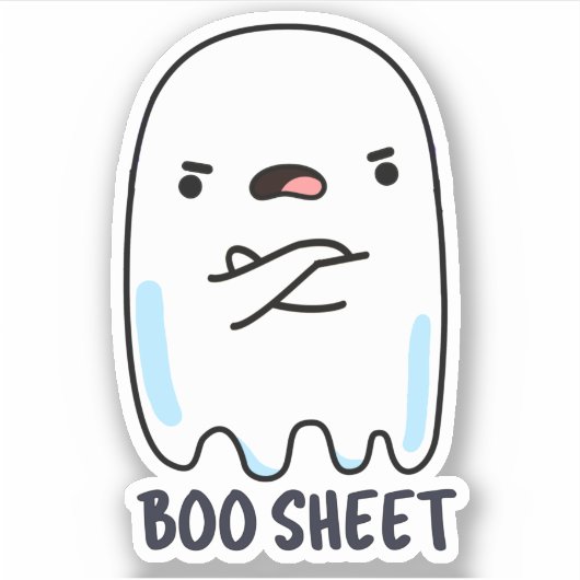 Boo Sheet Funny Halloween Ghost Pun Sticker (Voorkant)
