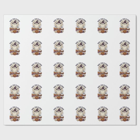 Boo Sheet Spook Pompoen Halloween Maan Ketel Cadeaupapier (Vlak)