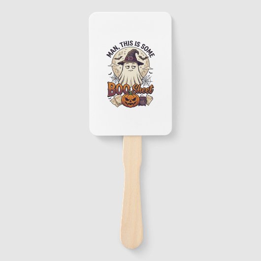 Boo Sheet Spook Pompoen Halloween Maan Ketel Handwaaier (Voorkant)