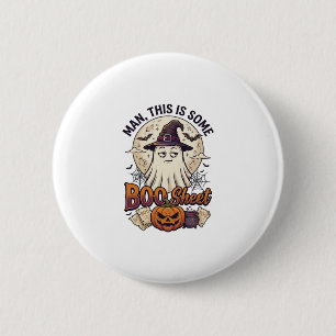 Boo Sheet Spook Pompoen Halloween Maan Ketel Ronde Button 5,7 Cm
