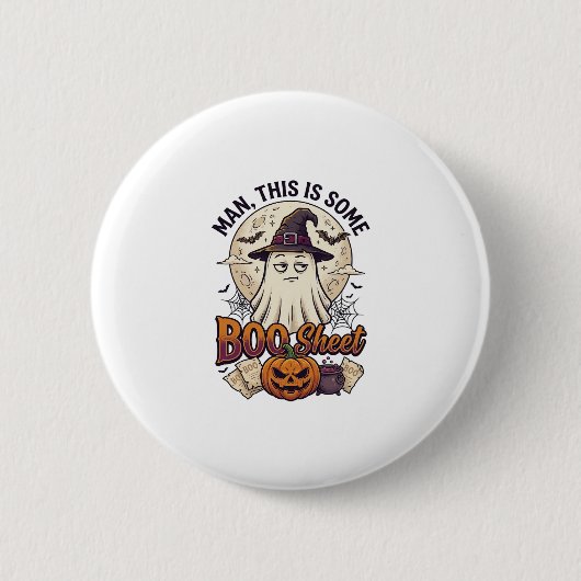 Boo Sheet Spook Pompoen Halloween Maan Ketel Ronde Button 5,7 Cm (Voorkant)