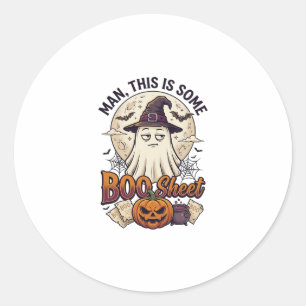 Boo Sheet Spook Pompoen Halloween Maan Ketel Ronde Sticker