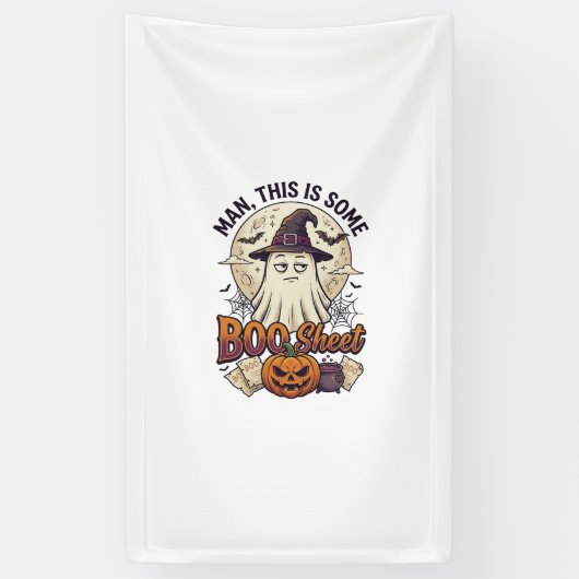 Boo Sheet Spook Pompoen Halloween Maan Ketel Spandoek (Verticaal)