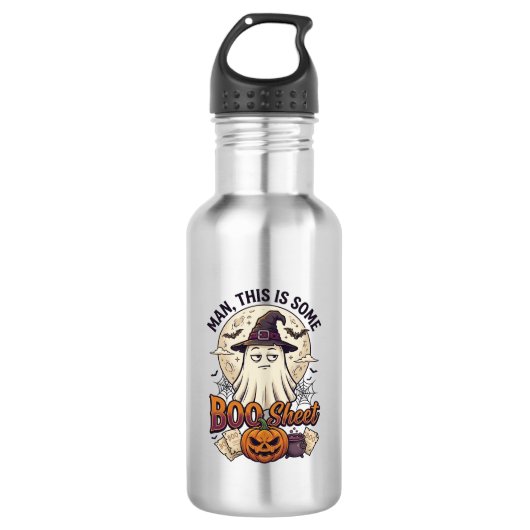 Boo Sheet Spook Pompoen Halloween Maan Ketel Waterfles (Voorkant)