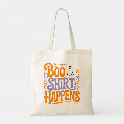 Boo Shirt Happens Grappig Halloween Tote Bag (Achterkant)