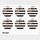BOO Sinaasappel Halloween Zwart Wit Gestreept Fees Ronde Sticker (Vel)