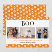 Boo Sinaasappel Pet Paws 3 foto Happy Halloween Feestdagenkaart (Voorkant / Achterkant)