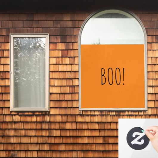 Boo sinaasappel zwart spooky typografie grappig Ha Raamsticker (Huis Raam)