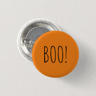 Boo sinaasappel zwart spooky typografie leuk Hallo Ronde Button 3,2 Cm