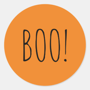 Boo sinaasappel zwart spooky typografie leuk Hallo Ronde Sticker
